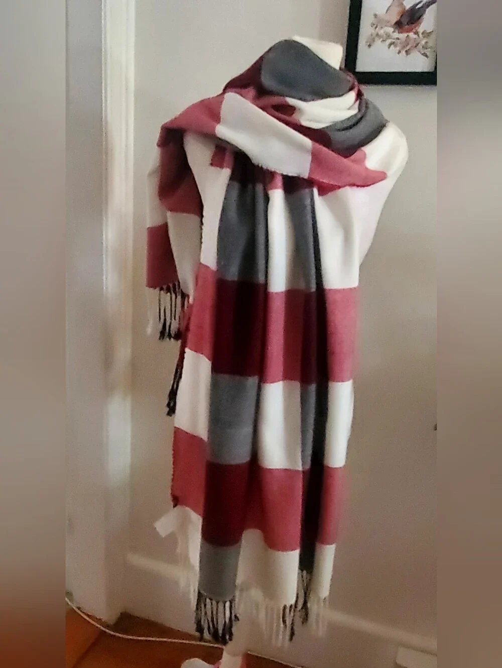 Banana Republic Red and White Striped Knit Scarf